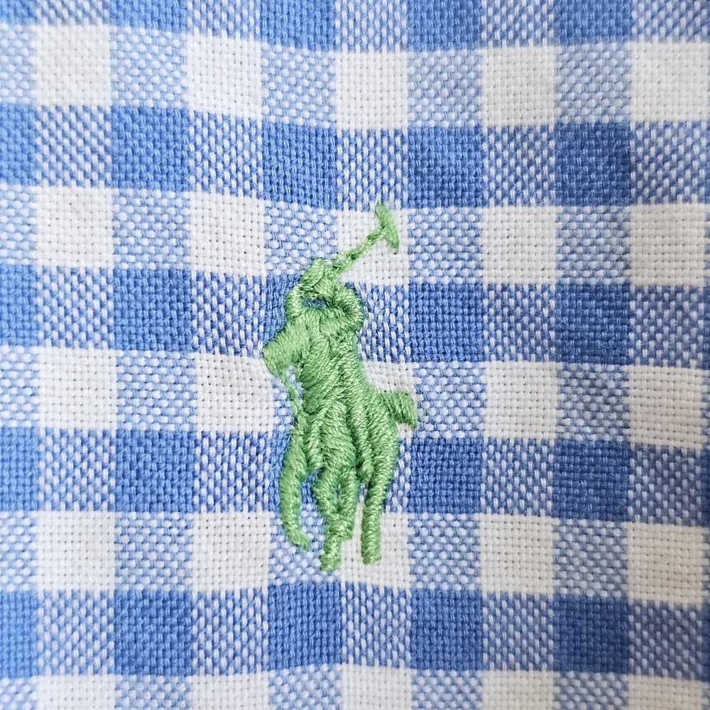 Ralph Lauren Preppy 100% Cotton Blue Gingham Button-Down Shirt, Boys XL (18–20)